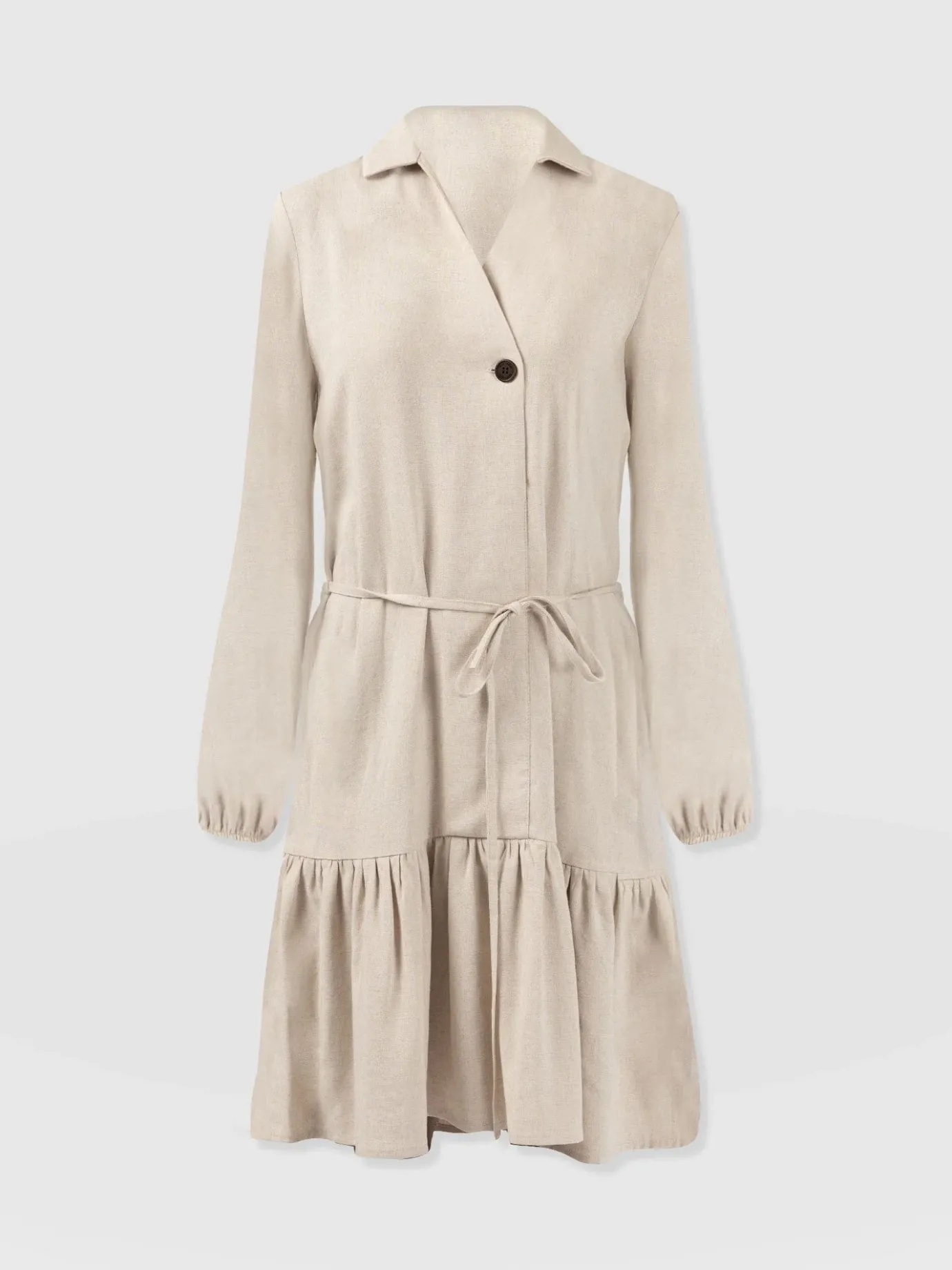 Dresses|Saint and Sofia Aurelia Mini Linen Dress - Oatmeal