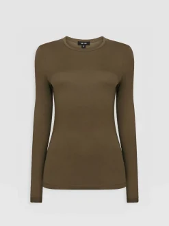 T-shirts & Tanks|Saint and Sofia Austen Crew Neck Long Sleeve Tee - Khaki