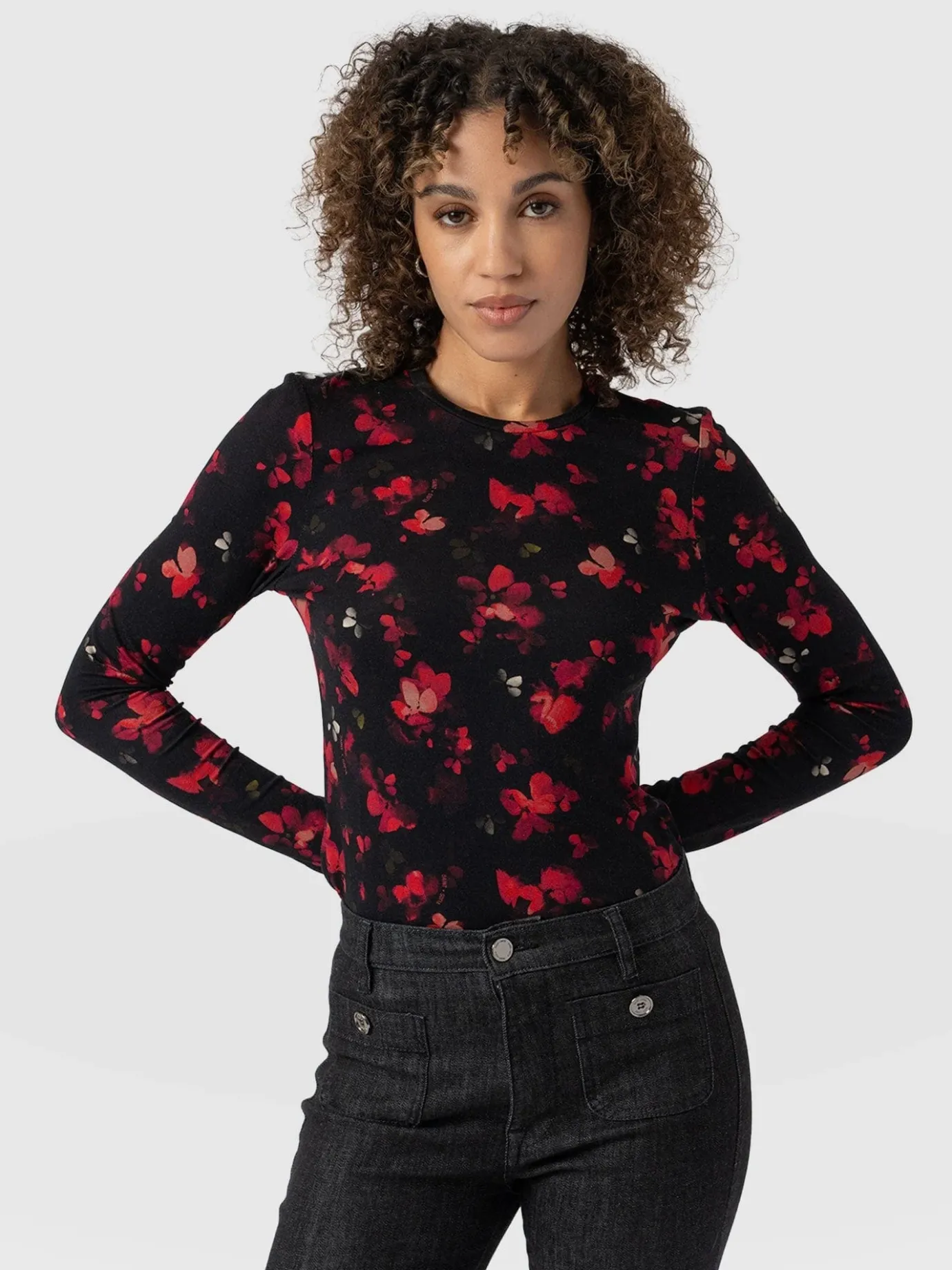 T-shirts & Tanks|Saint and Sofia Austen Crew Neck Long Sleeve Tee - Pink Aurora