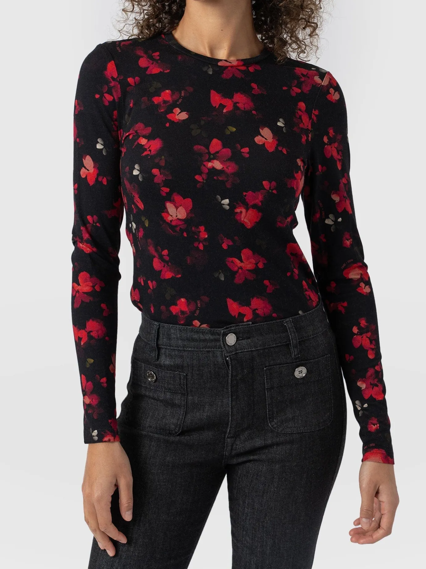 T-shirts & Tanks|Saint and Sofia Austen Crew Neck Long Sleeve Tee - Pink Aurora