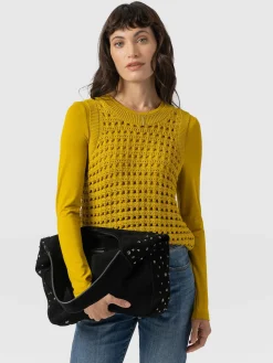 T-shirts & Tanks|Saint and Sofia Austen Crew Neck Long Sleeve Tee - Mustard