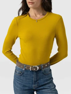 T-shirts & Tanks|Saint and Sofia Austen Crew Neck Long Sleeve Tee - Mustard