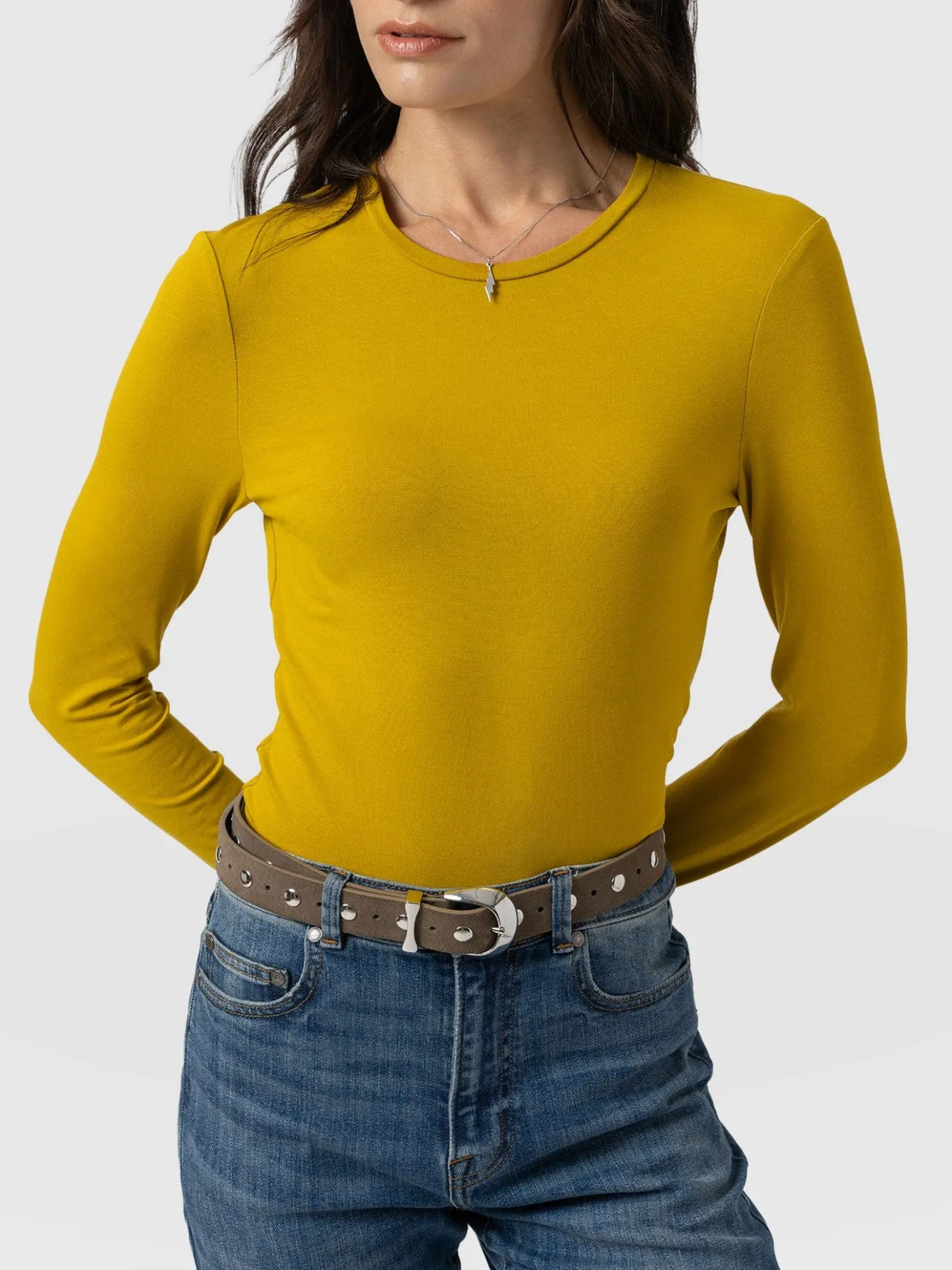 T-shirts & Tanks|Saint and Sofia Austen Crew Neck Long Sleeve Tee - Mustard