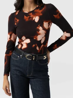 T-shirts & Tanks|Saint and Sofia Austen Crew Neck Long Sleeve Tee - Orange Aurora