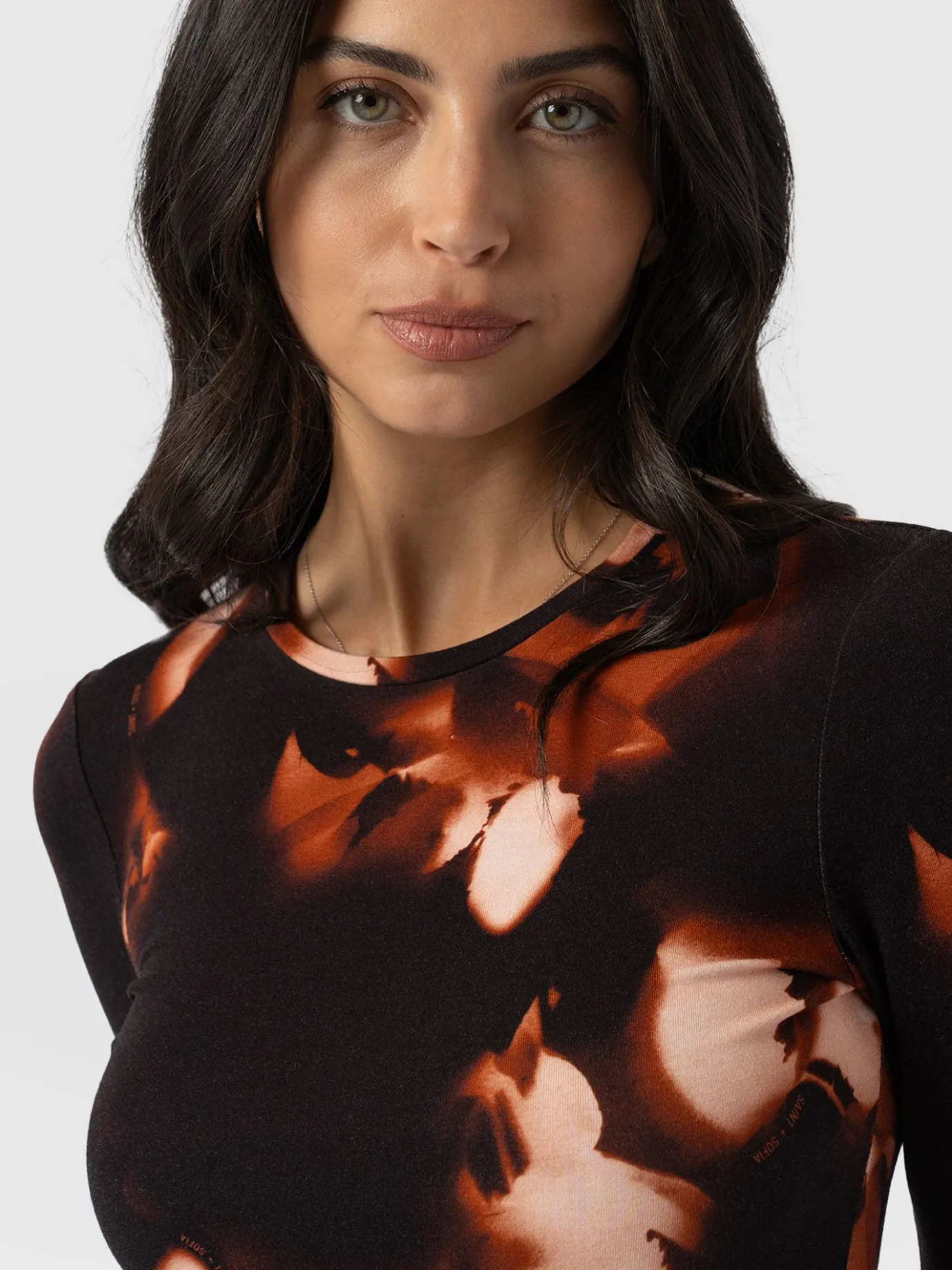 T-shirts & Tanks|Saint and Sofia Austen Crew Neck Long Sleeve Tee - Orange Aurora