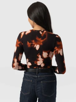 T-shirts & Tanks|Saint and Sofia Austen Crew Neck Long Sleeve Tee - Orange Aurora