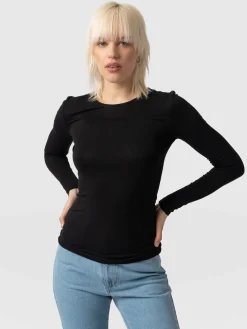 T-shirts & Tanks|Saint and Sofia Austen Crew Neck Tee - Black