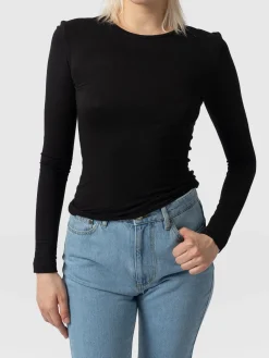 T-shirts & Tanks|Saint and Sofia Austen Crew Neck Tee - Black