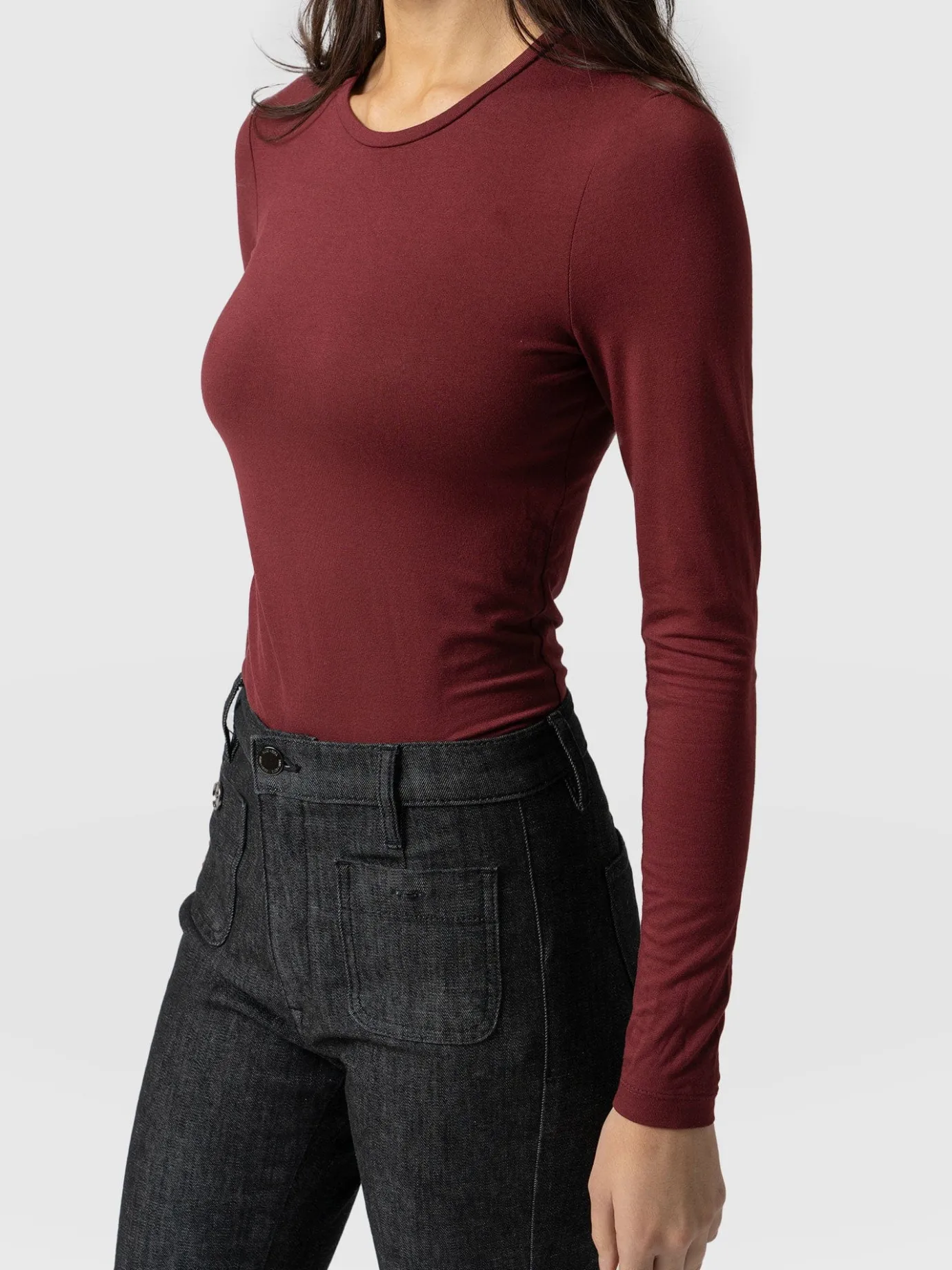 T-shirts & Tanks|Saint and Sofia Austen Crew Neck Tee - Burgundy
