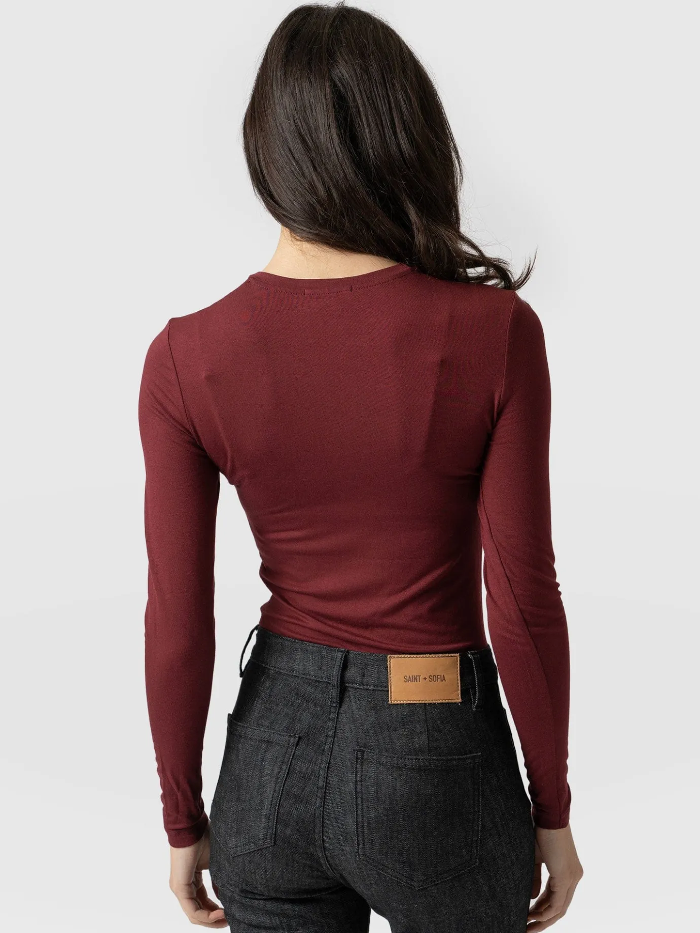 T-shirts & Tanks|Saint and Sofia Austen Crew Neck Tee - Burgundy