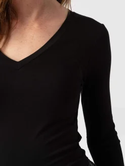 T-shirts & Tanks|Saint and Sofia Austen V Neck Tee - Black
