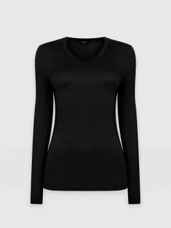 T-shirts & Tanks|Saint and Sofia Austen V Neck Tee - Black