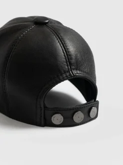 Scarves & Hats|Accessories|Saint and Sofia Avalon Leather Baseball Cap - Black