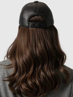 Scarves & Hats|Accessories|Saint and Sofia Avalon Leather Baseball Cap - Black