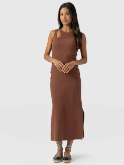 Dresses|Saint and Sofia Axel Cut Out Dress - Russet Brown