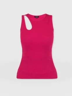 T-shirts & Tanks|Saint and Sofia Axel Cut Out Vest - Fuchsia Pink