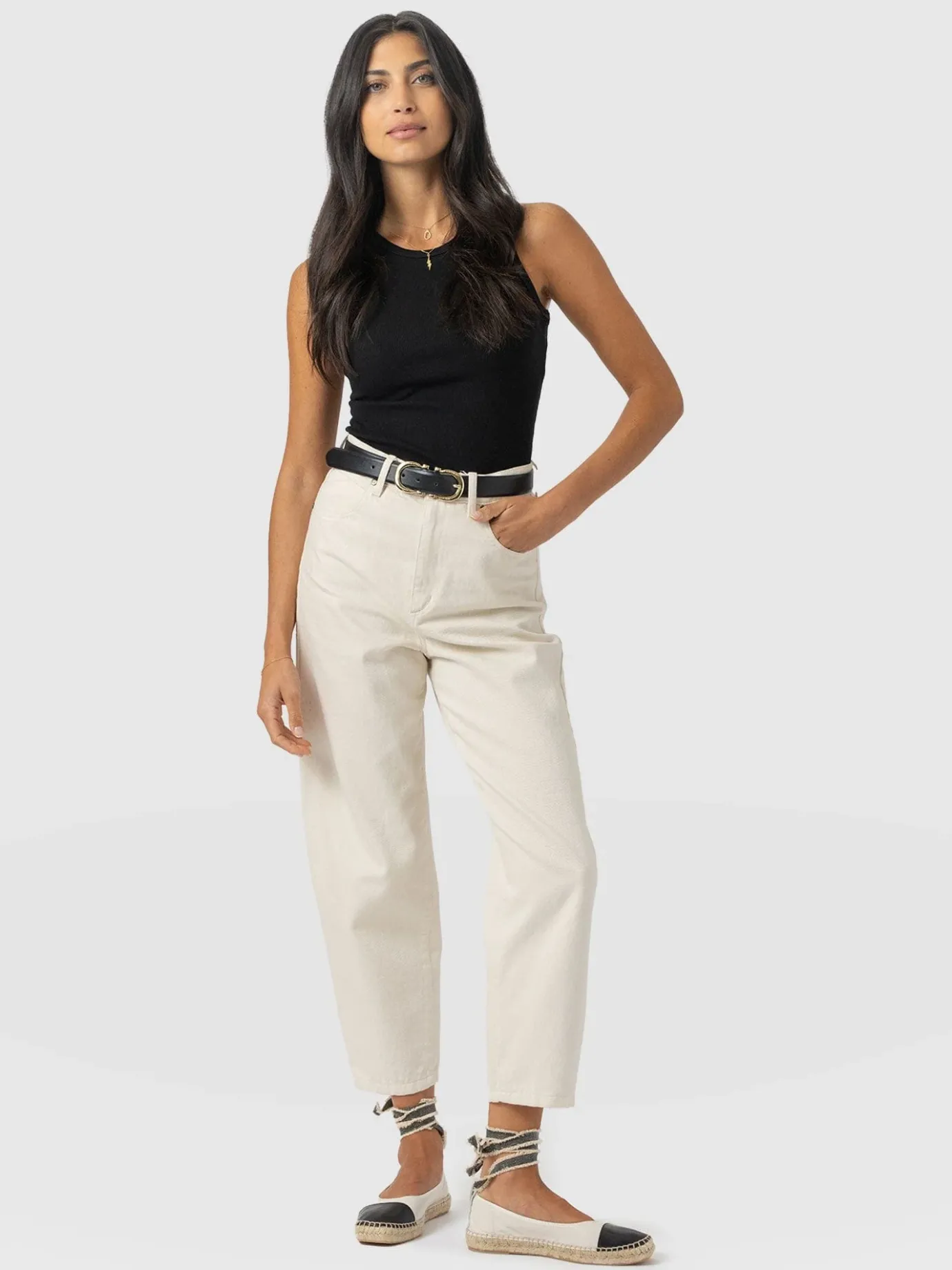 Denim & Jeans|Pants|Saint and Sofia Barrel Leg Jean - Cream