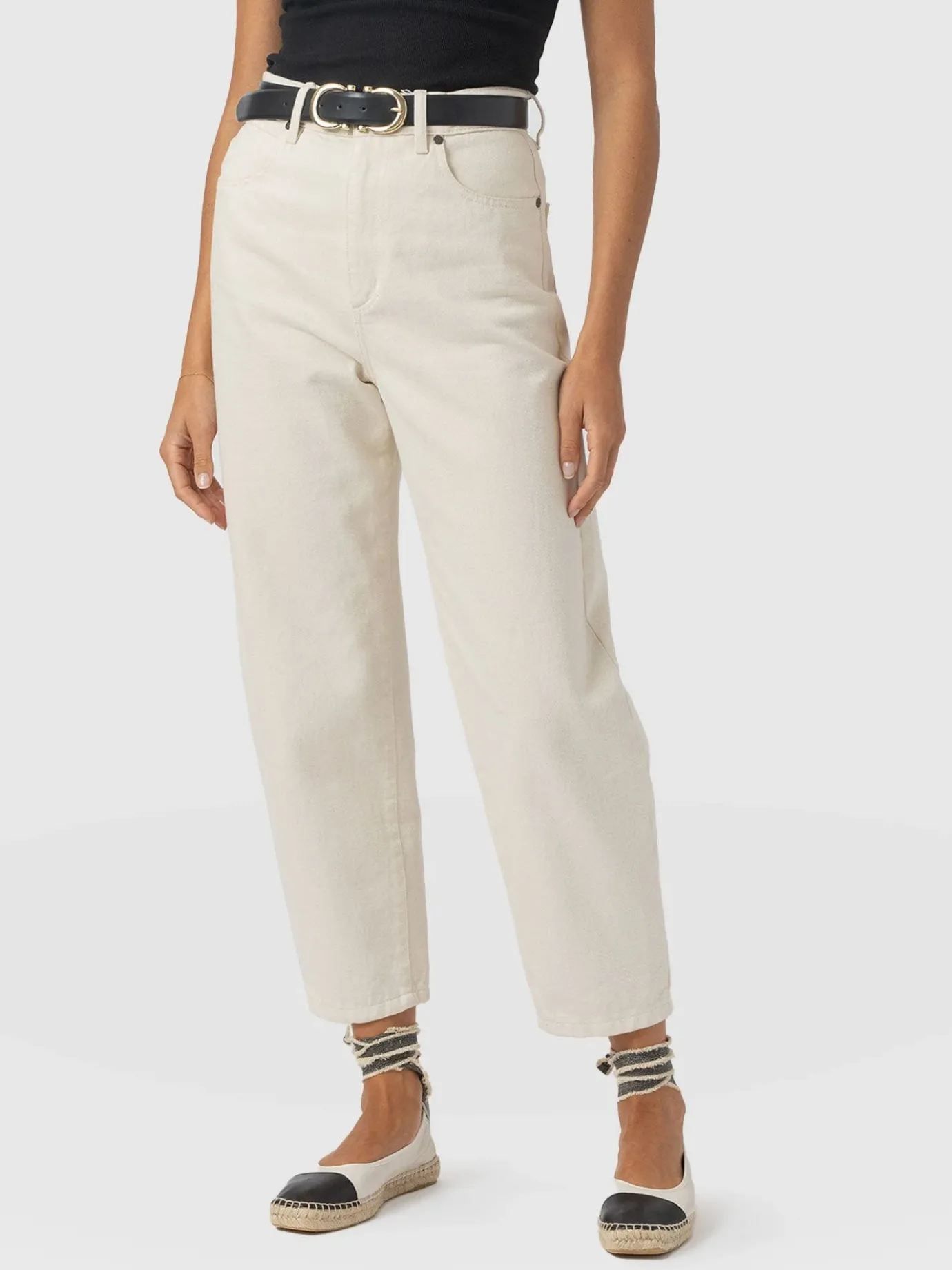 Denim & Jeans|Pants|Saint and Sofia Barrel Leg Jean - Cream