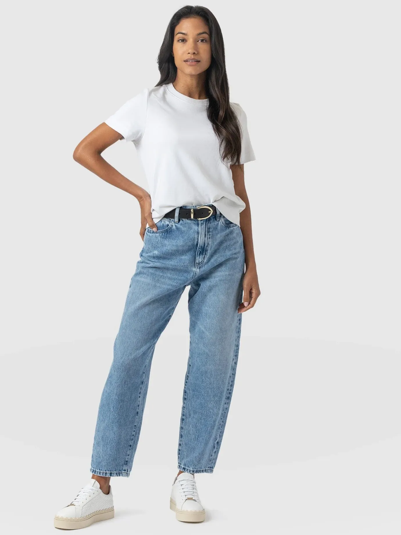 Denim & Jeans|Pants|Saint and Sofia Barrel Leg Jean - Mid Blue