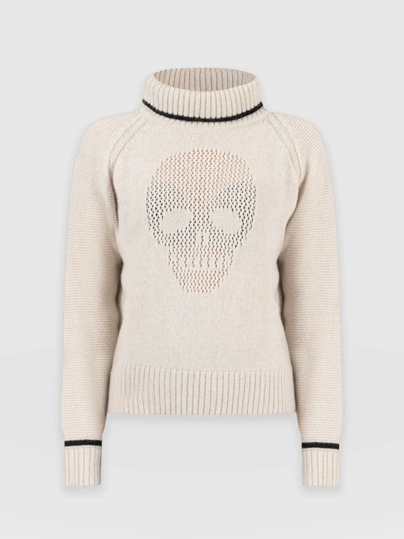 Knitwear|Sweaters|Saint and Sofia Blake Cashmere Skull Sweater - Cream