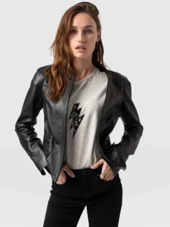 Coats & Jackets|Saint and Sofia Blane Leather Jacket - Black
