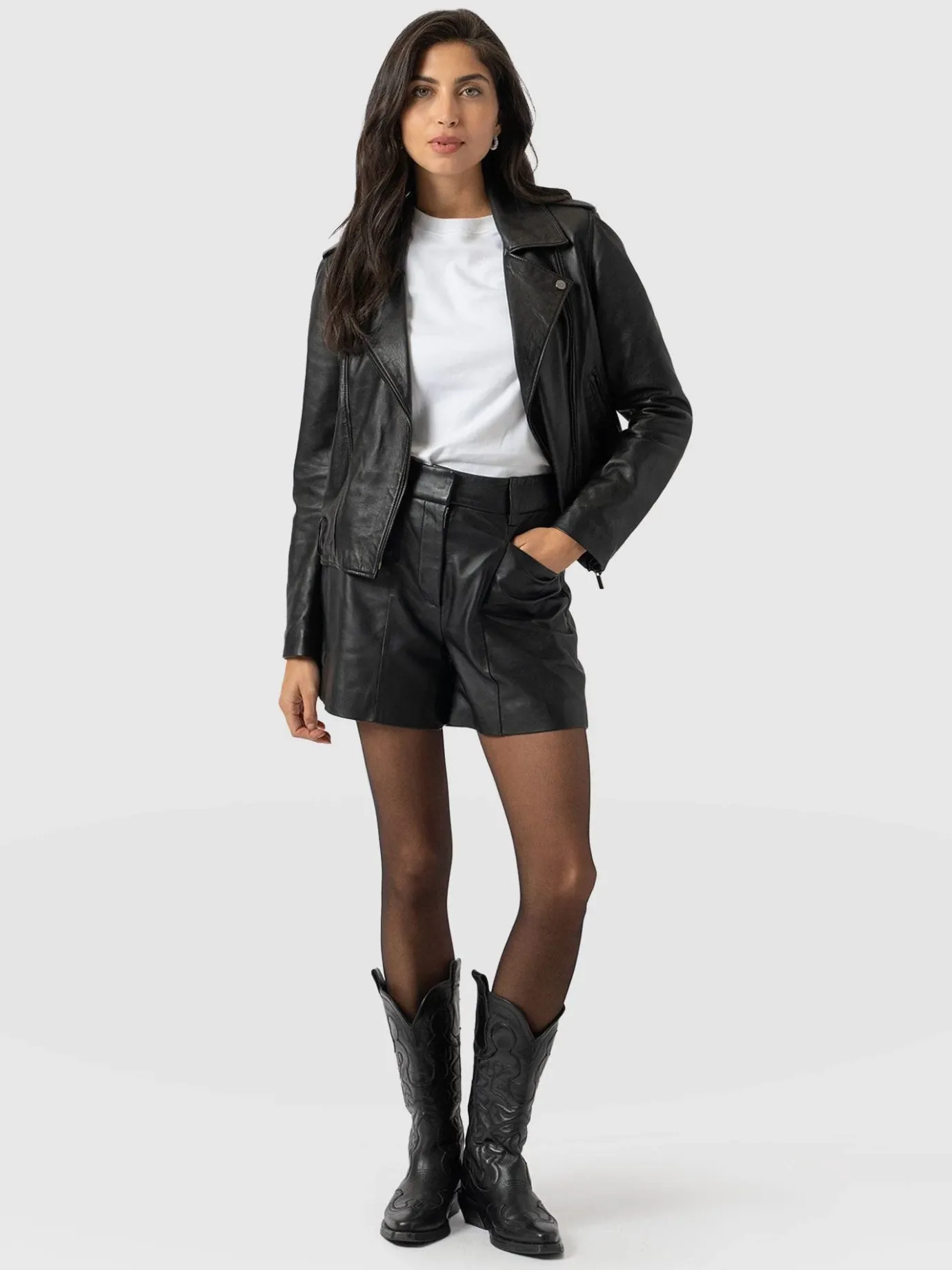Leather|Shorts|Saint and Sofia Bonham Leather Short - Black