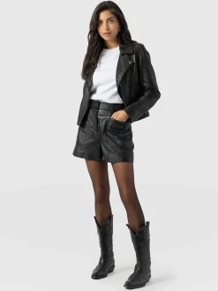 Leather|Shorts|Saint and Sofia Bonham Leather Short - Black
