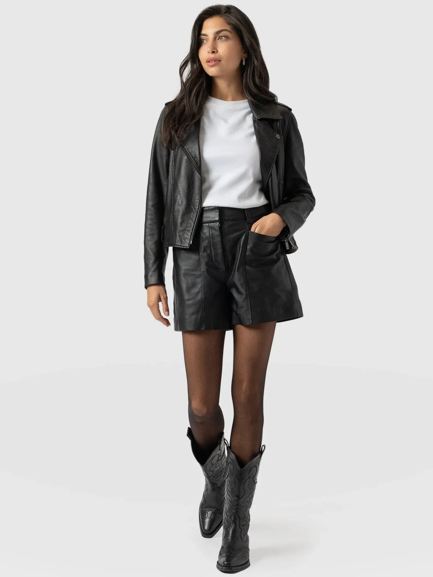 Leather|Shorts|Saint and Sofia Bonham Leather Short - Black