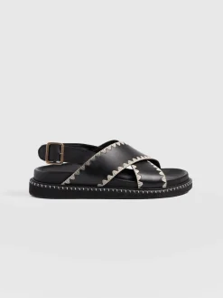 Sandals|Shoes|Saint and Sofia Bonnie Cross Over Sandals - Black