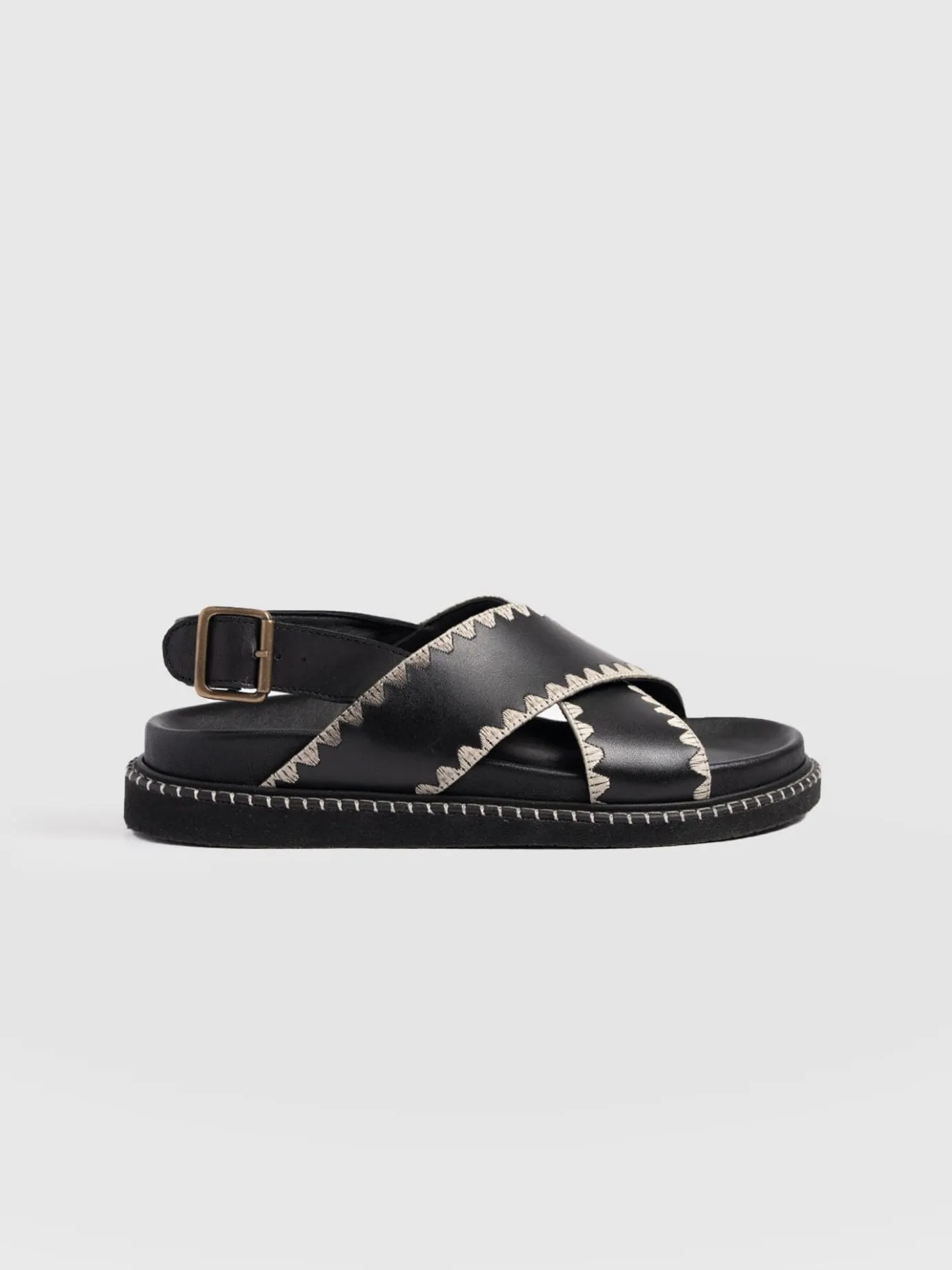 Sandals|Shoes|Saint and Sofia Bonnie Cross Over Sandals - Black