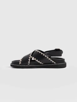 Sandals|Shoes|Saint and Sofia Bonnie Cross Over Sandals - Black