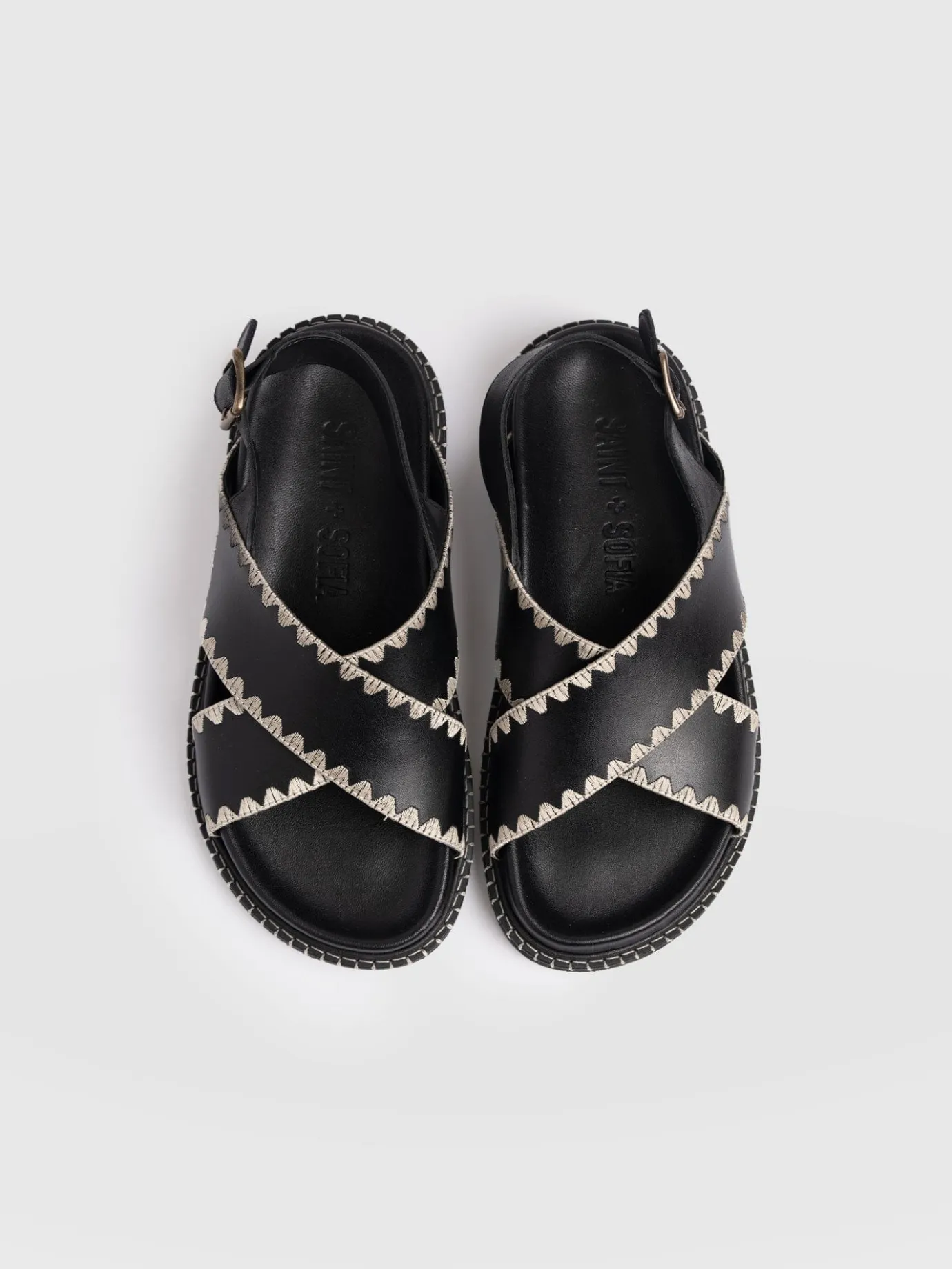 Sandals|Shoes|Saint and Sofia Bonnie Cross Over Sandals - Black