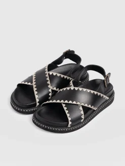 Sandals|Shoes|Saint and Sofia Bonnie Cross Over Sandals - Black