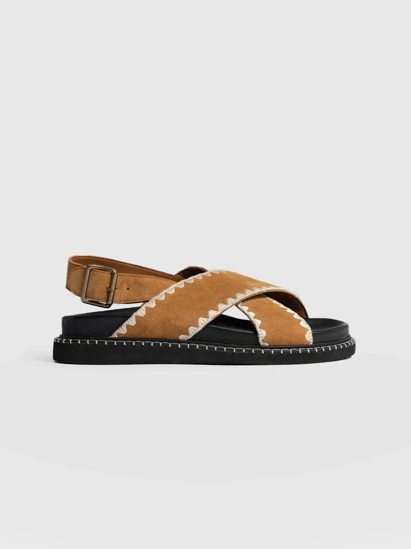 Sandals|Shoes|Saint and Sofia Bonnie Cross Over Sandals - Tan