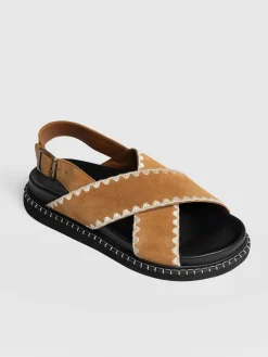 Sandals|Shoes|Saint and Sofia Bonnie Cross Over Sandals - Tan
