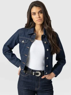 Coats & Jackets|Denim & Jeans|Saint and Sofia Bowie Denim Jacket - Indigo Blue