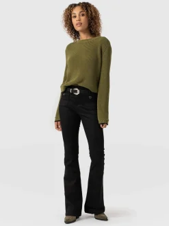 Denim & Jeans|Saint and Sofia Bowie Stretch Flare Jeans - Jet Black
