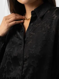 Blouses & Shirts|Saint and Sofia Boyfriend Shirt - Black Burnout