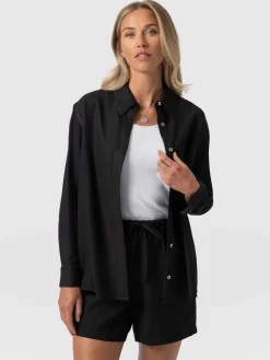 Blouses & Shirts|Saint and Sofia Boyfriend Shirt - Black Linen