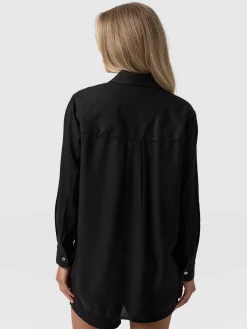Blouses & Shirts|Saint and Sofia Boyfriend Shirt - Black Linen