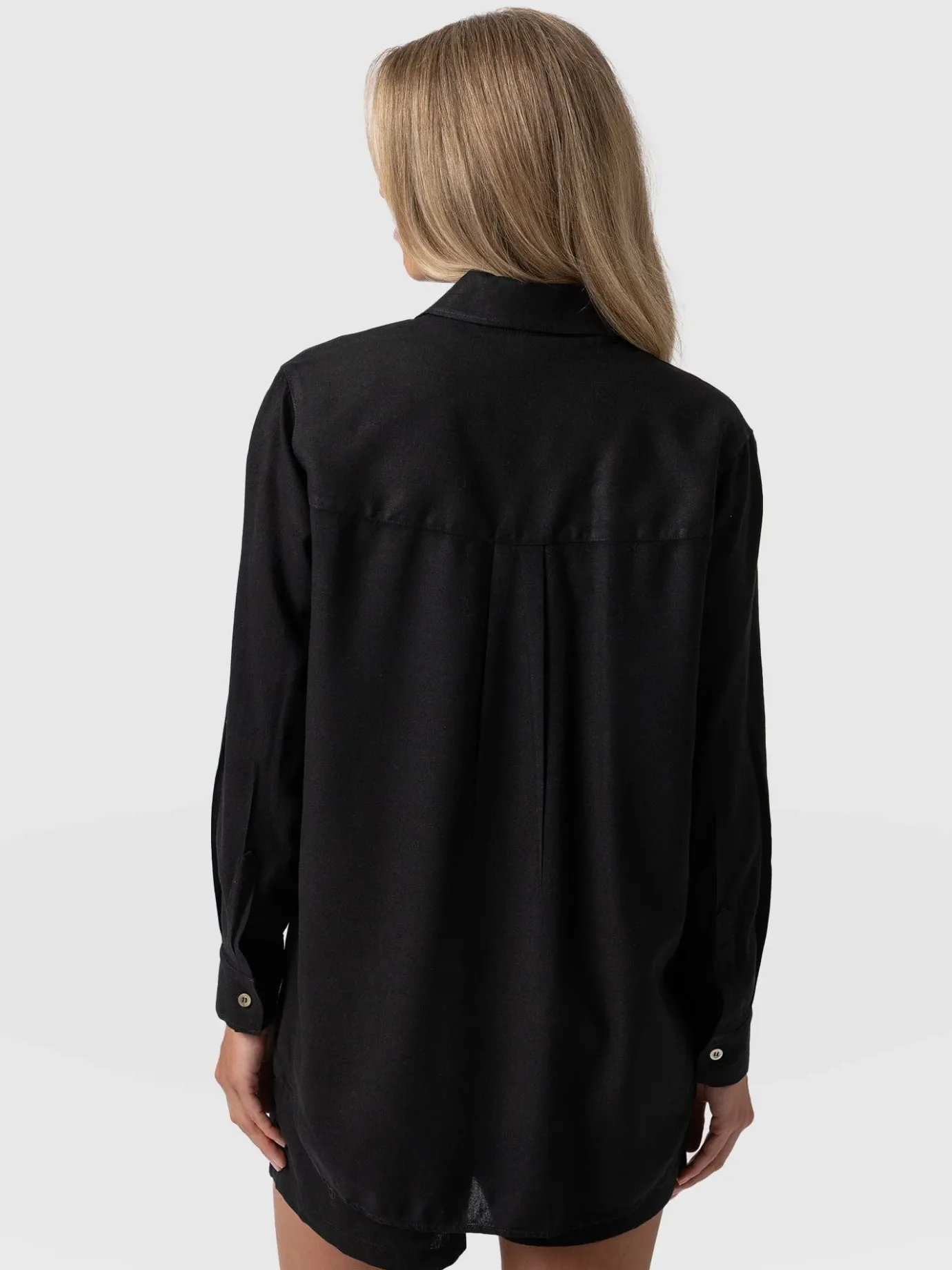 Blouses & Shirts|Saint and Sofia Boyfriend Shirt - Black Linen