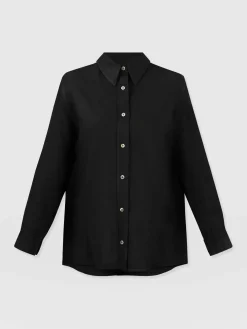 Blouses & Shirts|Saint and Sofia Boyfriend Shirt - Black Linen