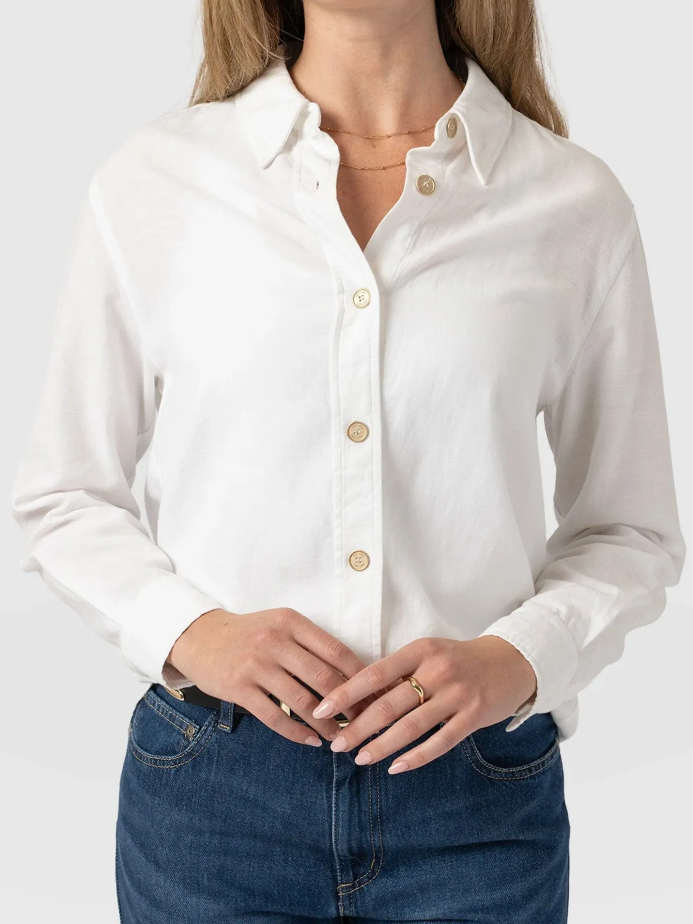 Blouses & Shirts|Saint and Sofia Boyfriend Shirt - White