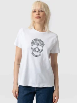 T-shirts & Tanks|Saint and Sofia Boyfriend Tee - White Skull