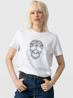 T-shirts & Tanks|Saint and Sofia Boyfriend Tee - White Skull