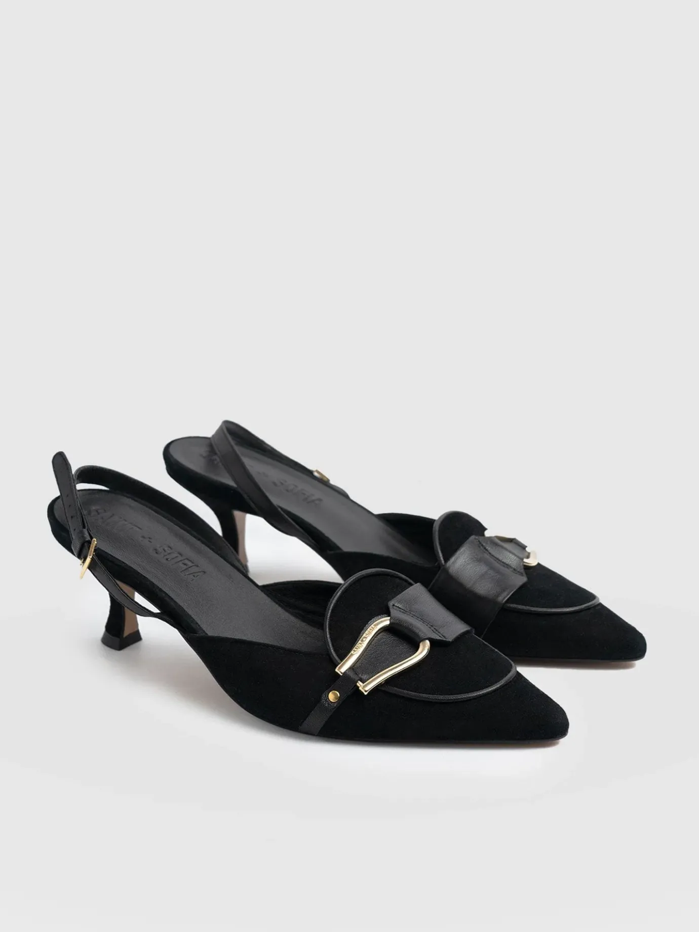 Shoes|Saint and Sofia Bridget Sling Back Heels - Black