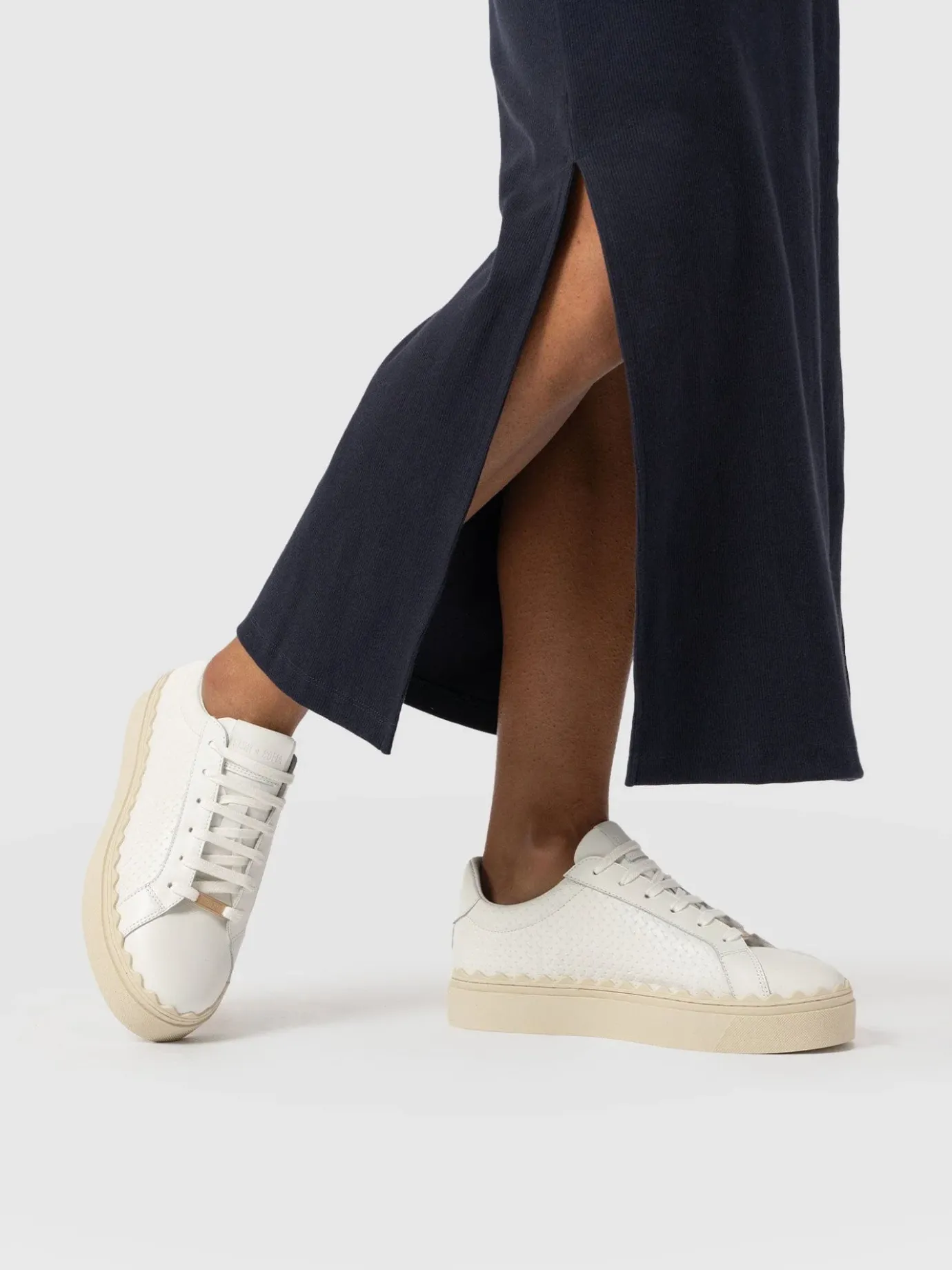Sneakers|Shoes|Saint and Sofia Brook Scallop Sneaker - White