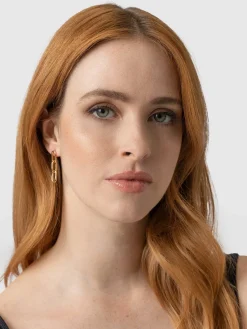 Gold Jewelry|Earrings|Saint and Sofia Cable Chain Drop Earrings - Gold