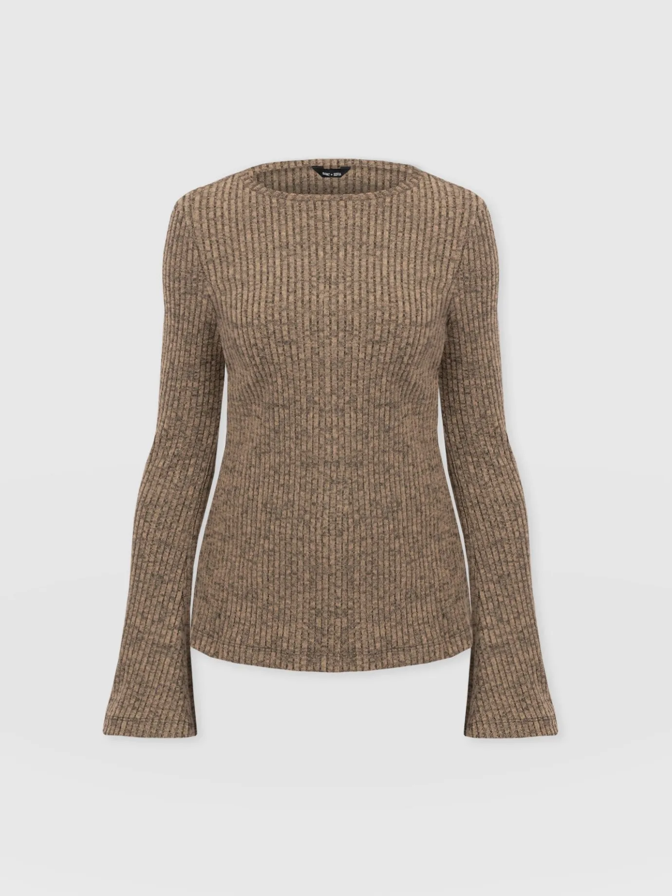 T-shirts & Tanks|Saint and Sofia Callie Fluted Tee - Beige