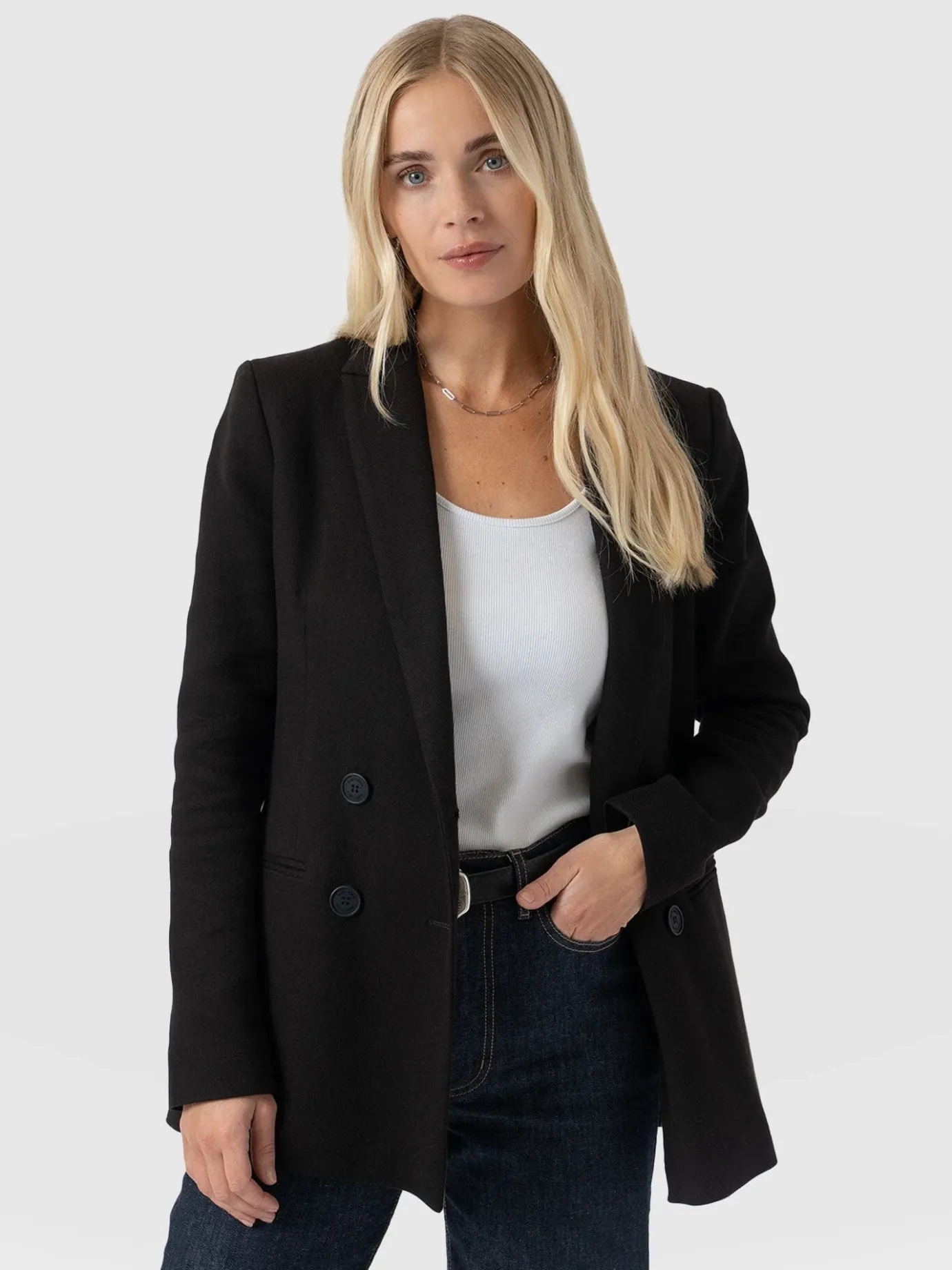 Coats & Jackets|Blazers|Saint and Sofia Cambridge Blazer Crepe - Black